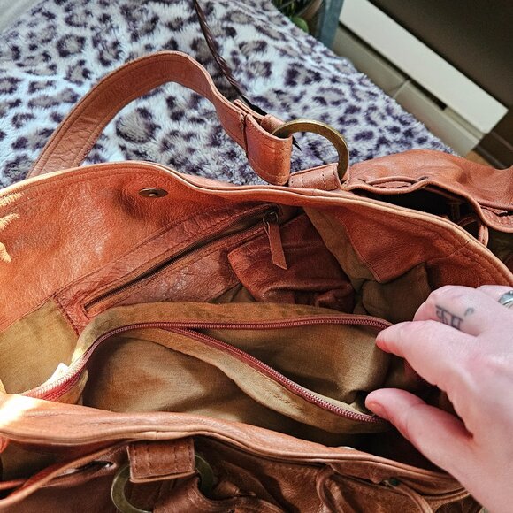 Parfois | Vintage Genuine Leather Camel Slouchy Gerard Darel Lookalike Handbag - Picture 9 of 16